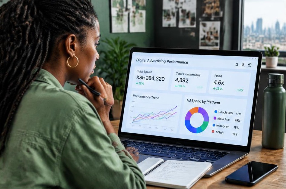 Marketing specialist reviewing advertising performance