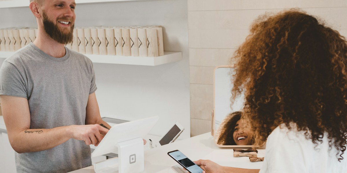 Customer completing an online card payment