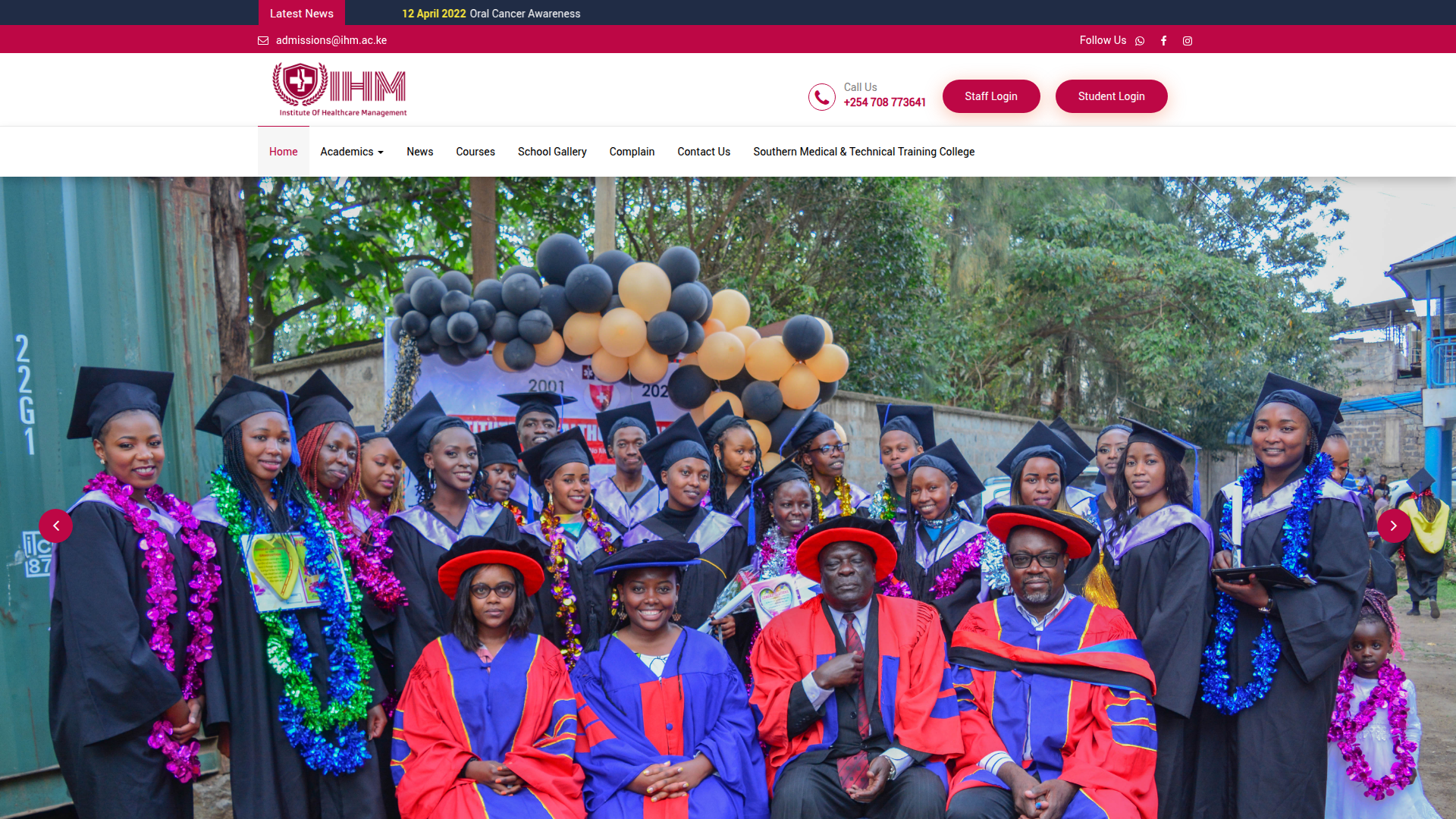 IHM Healthcare Institute website screenshot
