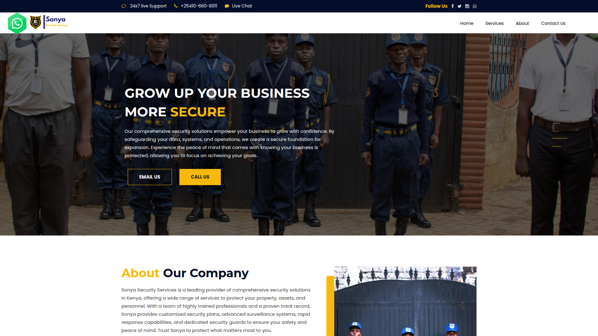 Sonya Security Services website screenshot